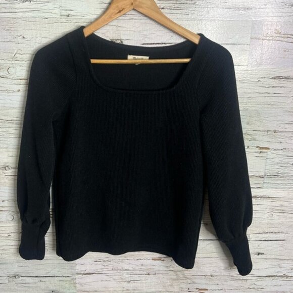 Madewell Ottoman Rib Square Neck Top black size xs - Picture 1 of 8